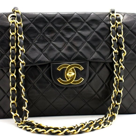 Chanel 2.55 XL Vintage Jumbo Classic Single Flap Timeless Maxi Cc Black - Picture 2 of 15